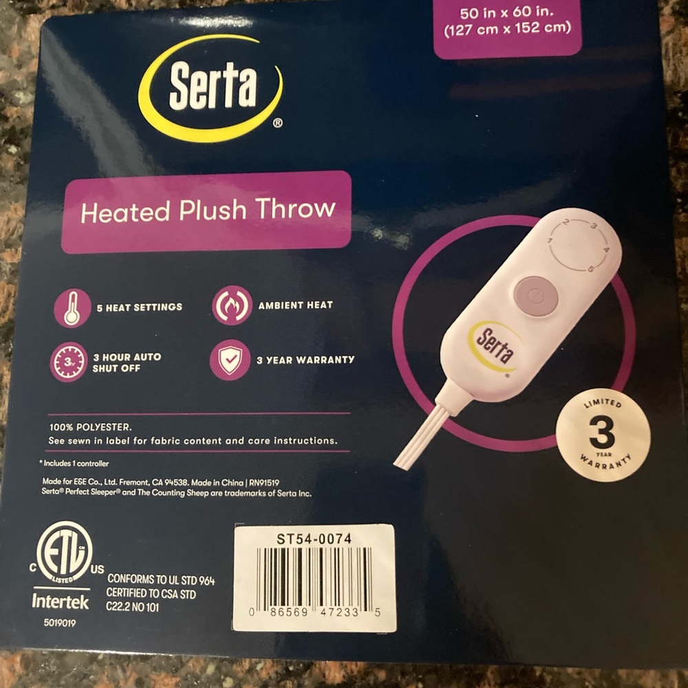 Serta Heated Plush Throw